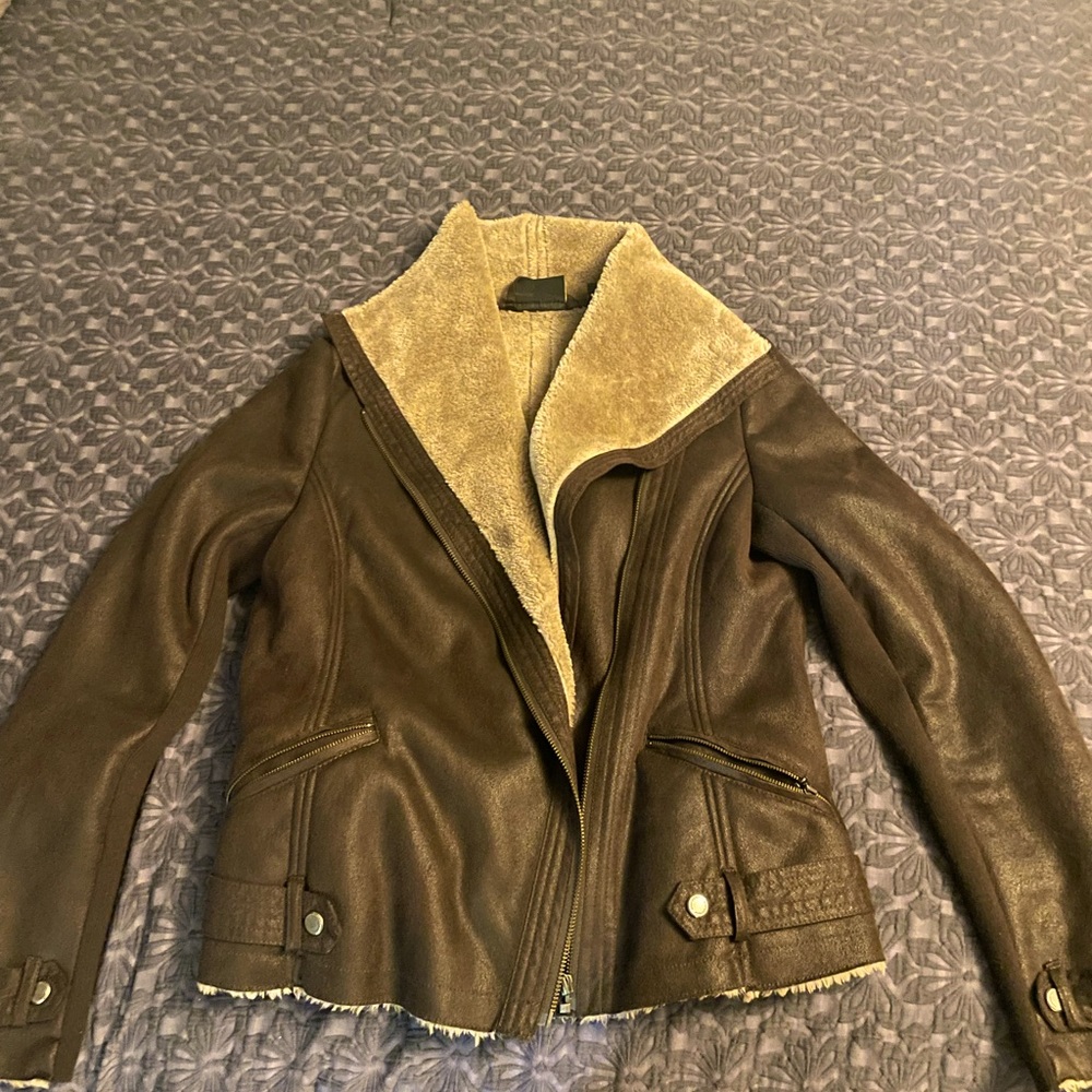 Brown faux shearling jacket